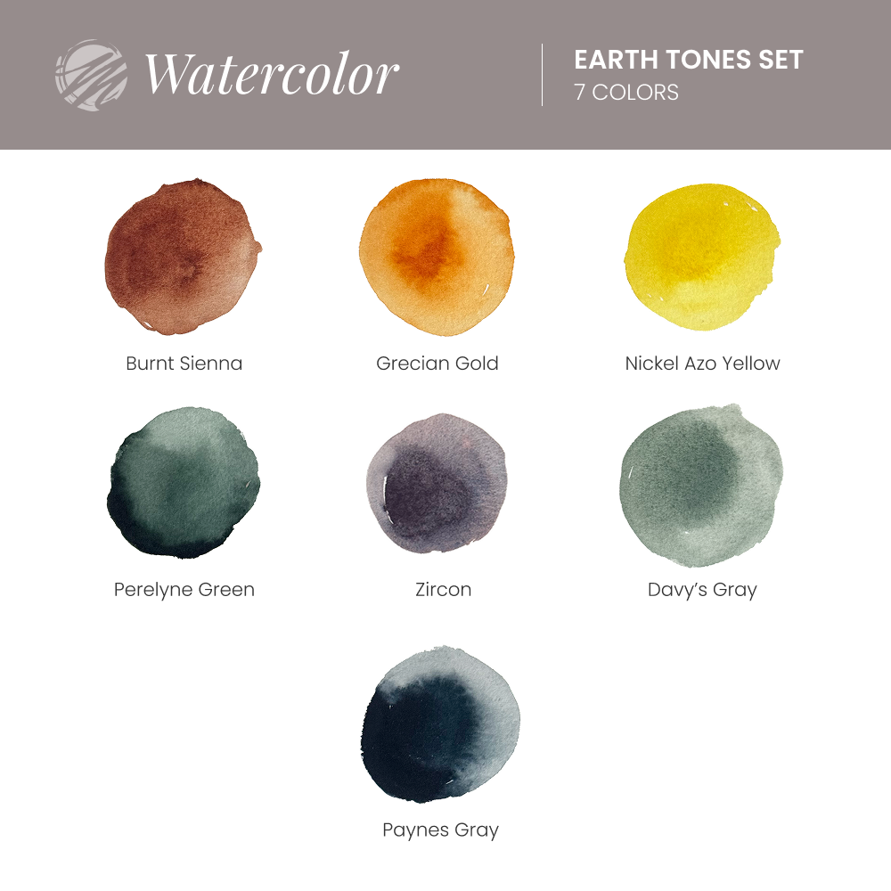Milan Art Professional Watercolor Paint Earth Tones Set